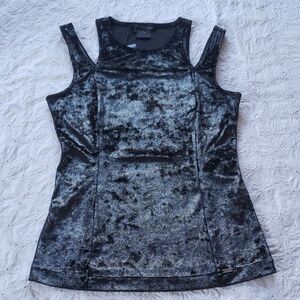 Armani Exchange nwt black shimmering iridescent metallic  sleeves strap tank top